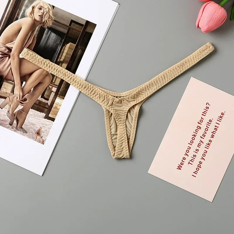 4PCS Thong Sexy Low Waist Mini Panties Deep V Thong Women's Breathable One Line Bikini Bottom Thong Female Panty Women Underwear