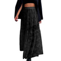 Women See-Through Lace A-Line Skirts Casual Summer Solid Color Elastic Waist Long Skirt for Beach Vacation Club
