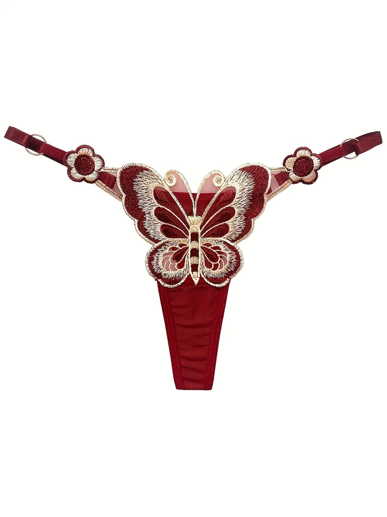 7PCS Butterfly Embroidered Low Waist Thong Set for Women, Sexy Breathable Soft Panties, Comfortable Quick Dry Underwear