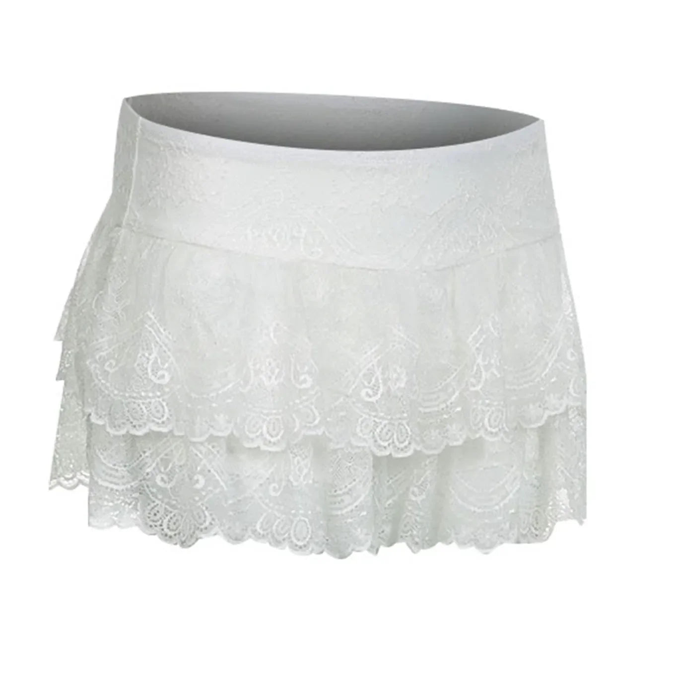 Y2k Women Lace Mini Skirt Ruffle Low Waist Double Layer Short A Line Skirts Fairycore Layered Korean Summer Skirts Streetwear