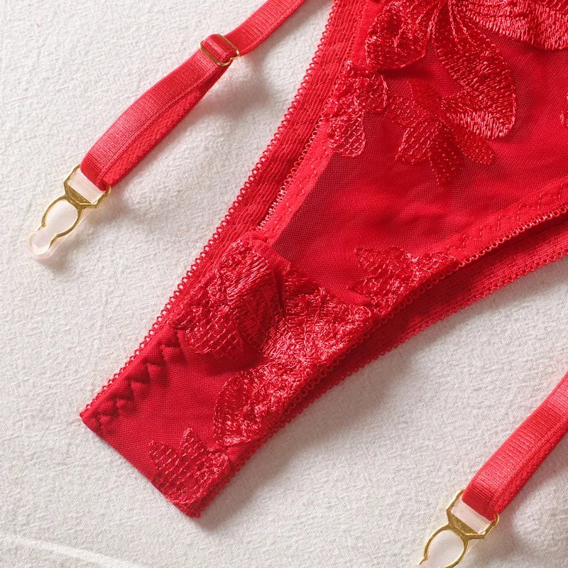 Toucheart 3 Piece Set Lingerie Garter Sets Lingerie For Woman Sexy Mini Skirt See-Through Embroidered Bra Erotic Underwear New