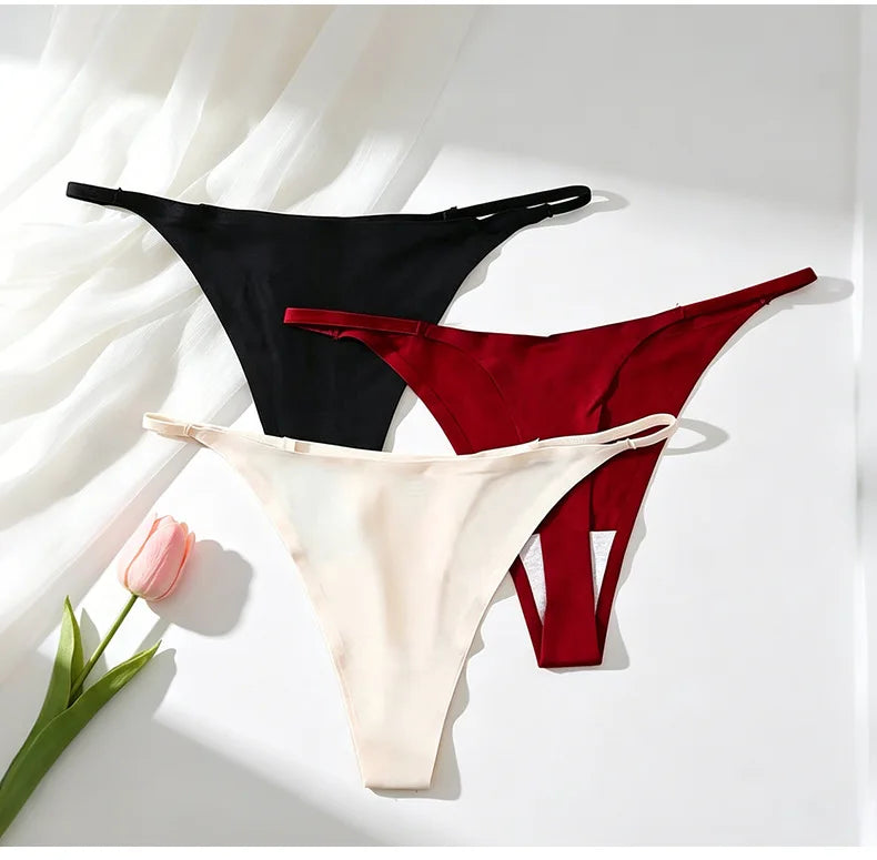 New Sexy Thin Ice Silk Women's Briefs Low Waist Invisible Yoga Fitn Sports Underwear Pure Color Ladies Thong Panties