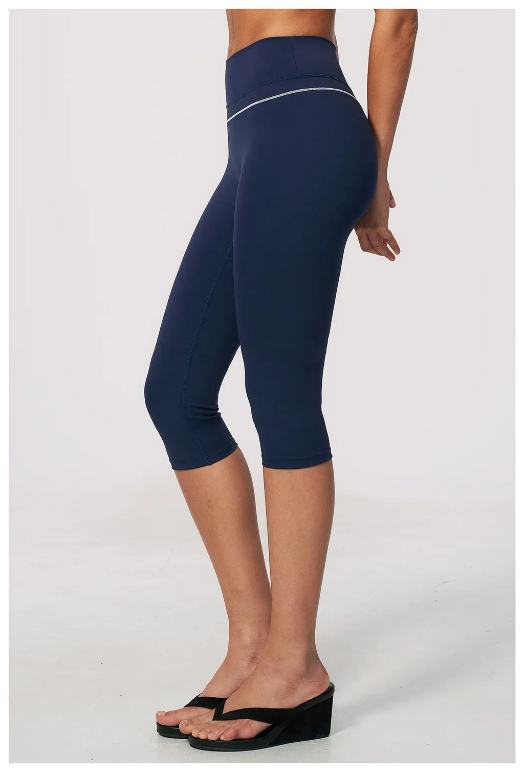Hip Lifting Midi Length Yoga Pants Women Contrast Color Gym Sports High Waist Capri Trousers Breathable Fitness Running Leggings