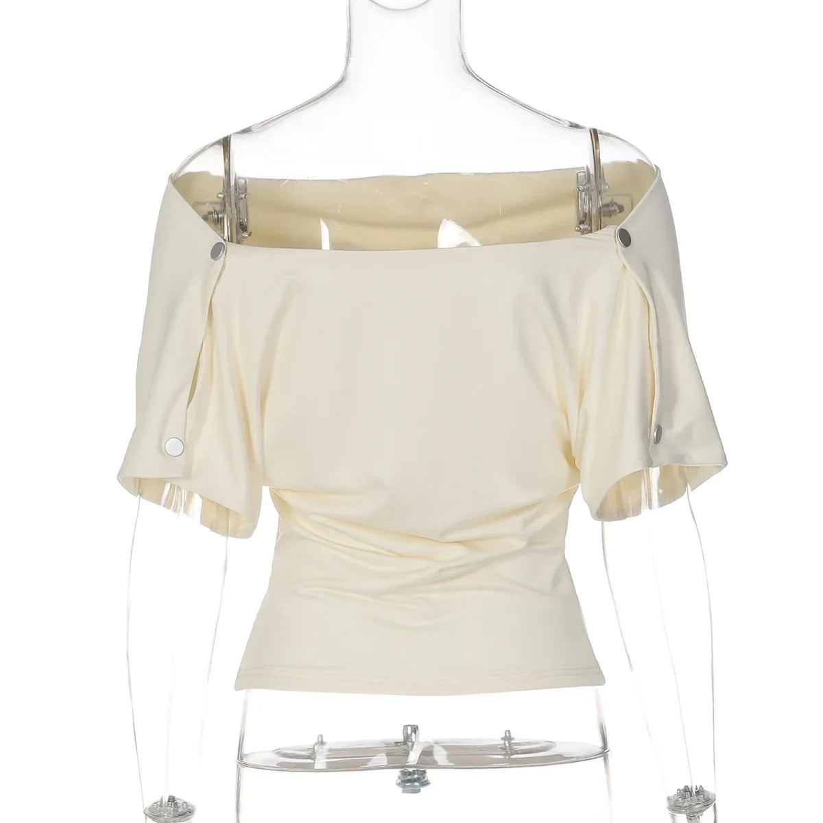 FDYOUI Fashion Casual Swinging Collar T-shirts Y2K Woman Clothes Short Sleeve Buttons Corset T Shirt Ladies Solid Crop Tops Tees