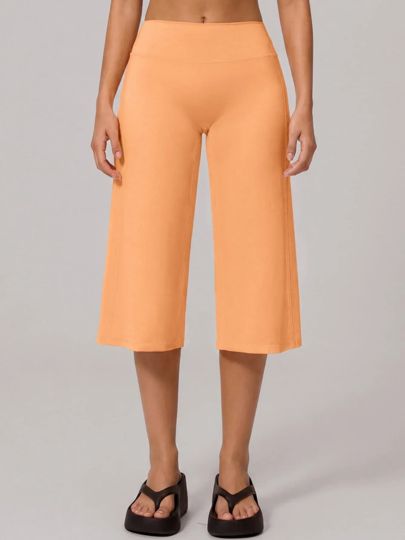 Summer New Yoga Mid Pants for Women Quick Drying Solid High Waist Loose Fit Yoga Trousers Gym Running Fitness Exercise Leggings