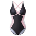 Women Summer Monokini Swimsuit Contrast Colors V-Neck Tie Back Sleeveless Jumpsuit Swimwear for Beachwear Bathing Suits