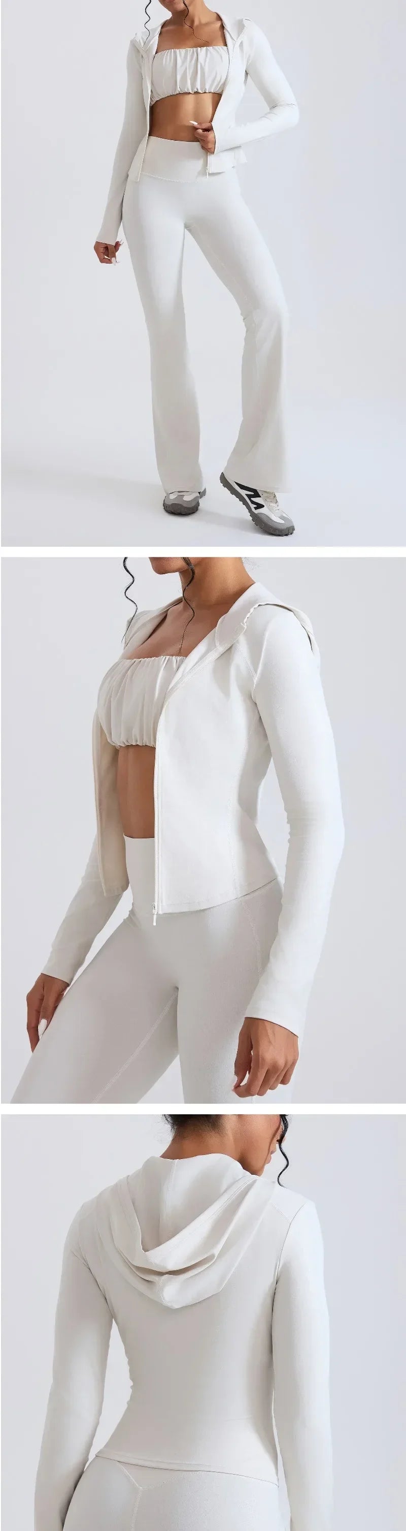 Women's Nude Faux Leather Yoga Top Windproof Tight Fitting Slimming Waist Cinching Zipper Sports Jacket Outdoor and Fitness Top