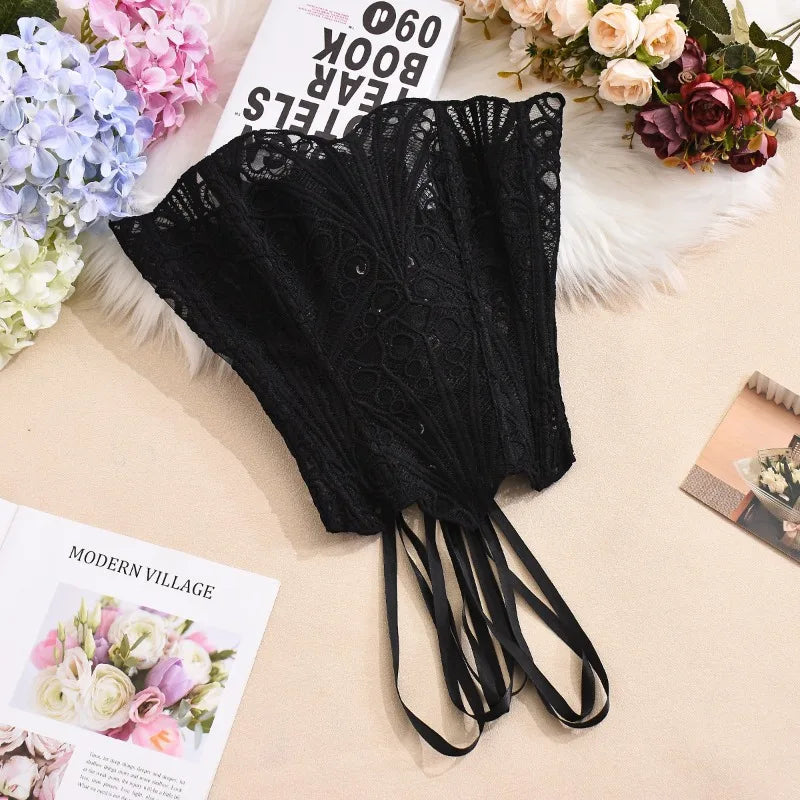 Toucheart Hot Girl Suspender Sexy Top with Fishbone Corset Intimate Hollow See-through Lace Classic Romantic Retro Palace Corset