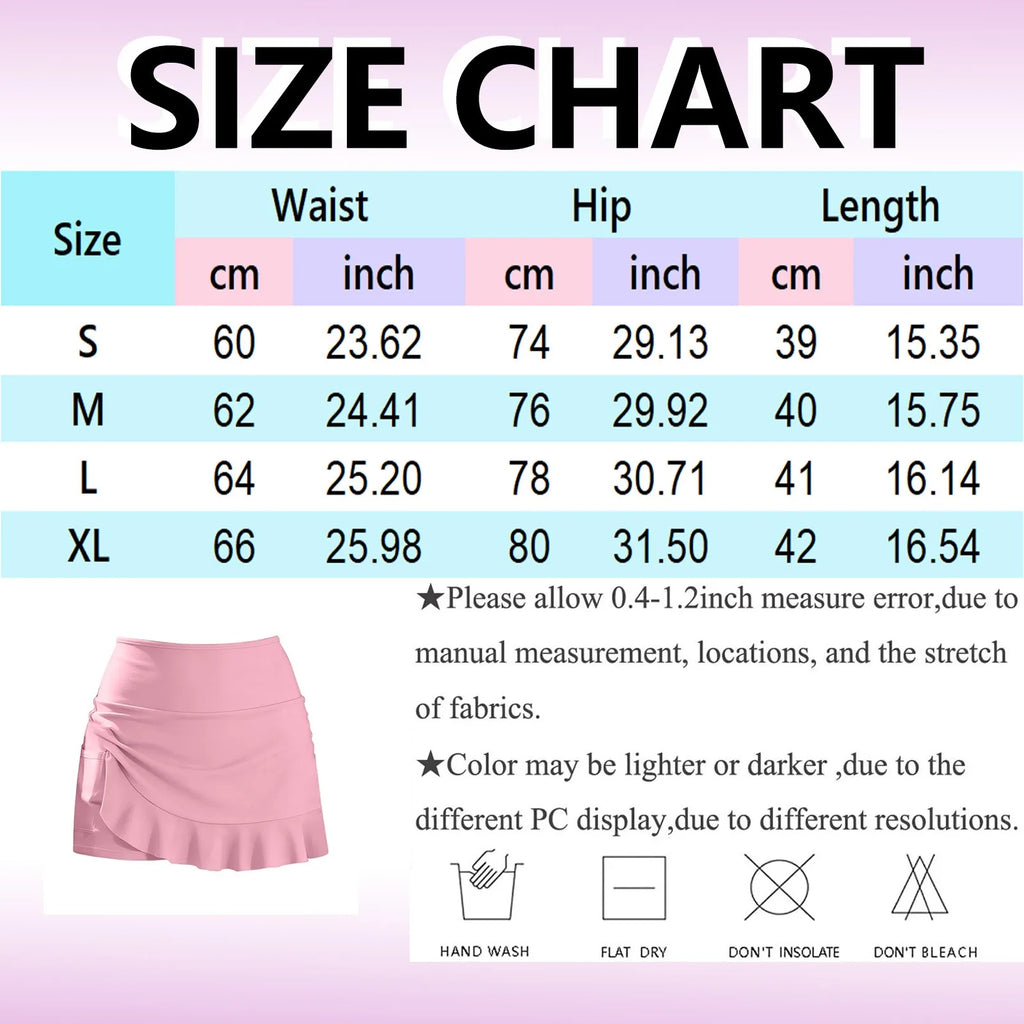 Women High Waist Swim Skirt Shorts With Ruffle Hem Side Pocket Solid Color Bikini Bottom Ladies Beachwear Summer Swimming Bottom