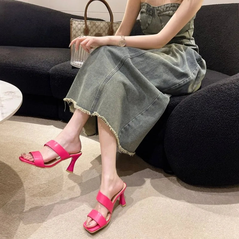 Summer Outdoor Wear Thick Heel  2026   Line Open Toe Fashion High Heel  Sandals