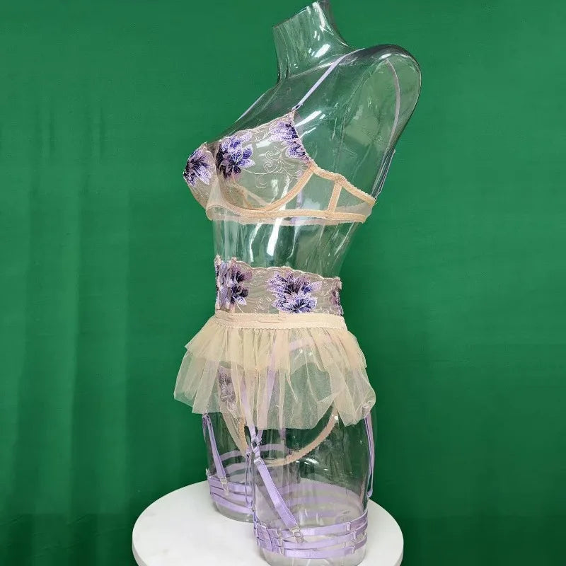 Toucheart Erotic Lingerie New Sexy Purple Embroidery Heavy Industry Pure Bodyshaping Luxurious Seductive Intimate Sexy Underwear