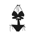 Sexy Korean Fashion Bandage Halter Cross Bikinis Sets Two Pieces Solid Black and White Swimsuit Bikinis Padded Swimwear