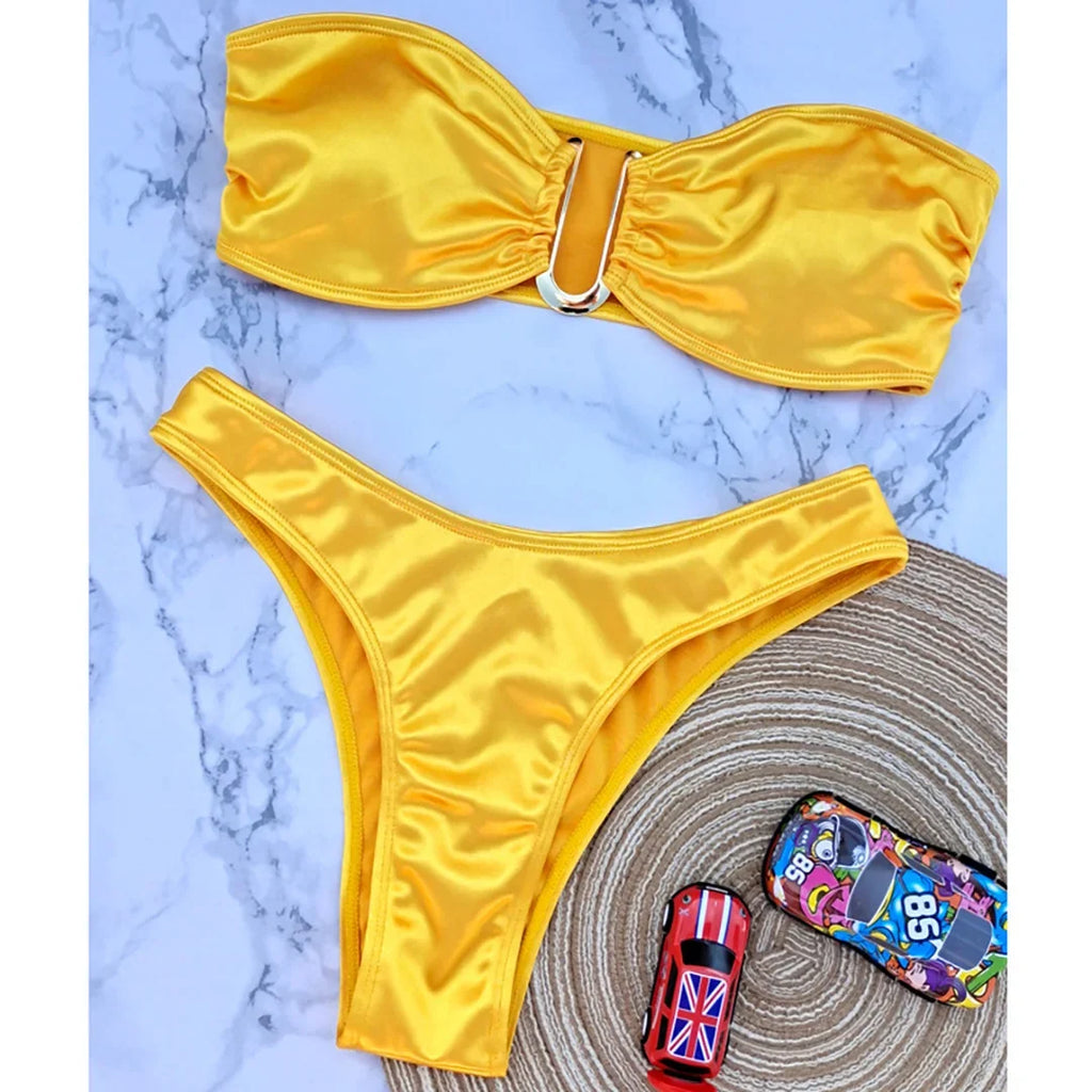 13 Color 2026 New Sexy Bandeau Bikini Women Swimwear Female Swimsuit Two-Pieces Bikini Set Padded Bather Bathing Suit Swim V4647