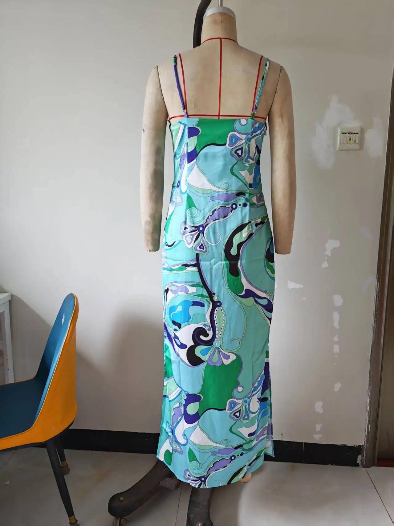 Vestidos Para Mujer Bohemian Vacation Dress Casual Sleeveless Strap High Waisted Party Dress Side Split Slim Women Robe Dresses