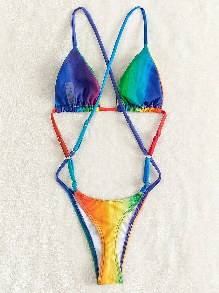 High Cut Out G String Female Swimwear One Piece Swimsuit Women Mini Micro Thong Monokini Bather Backless Bathing Suit Swim Wear