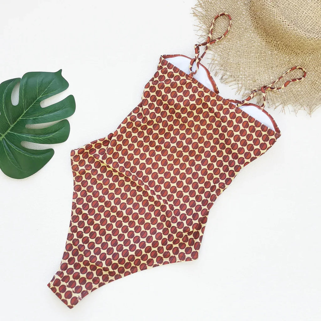 Bandeau Cut-out Swimsuit Women One Piece Swimwear With Headscarf Luxury Lady Bathing Suit Fashion Mujer Beachwear Female Outfit