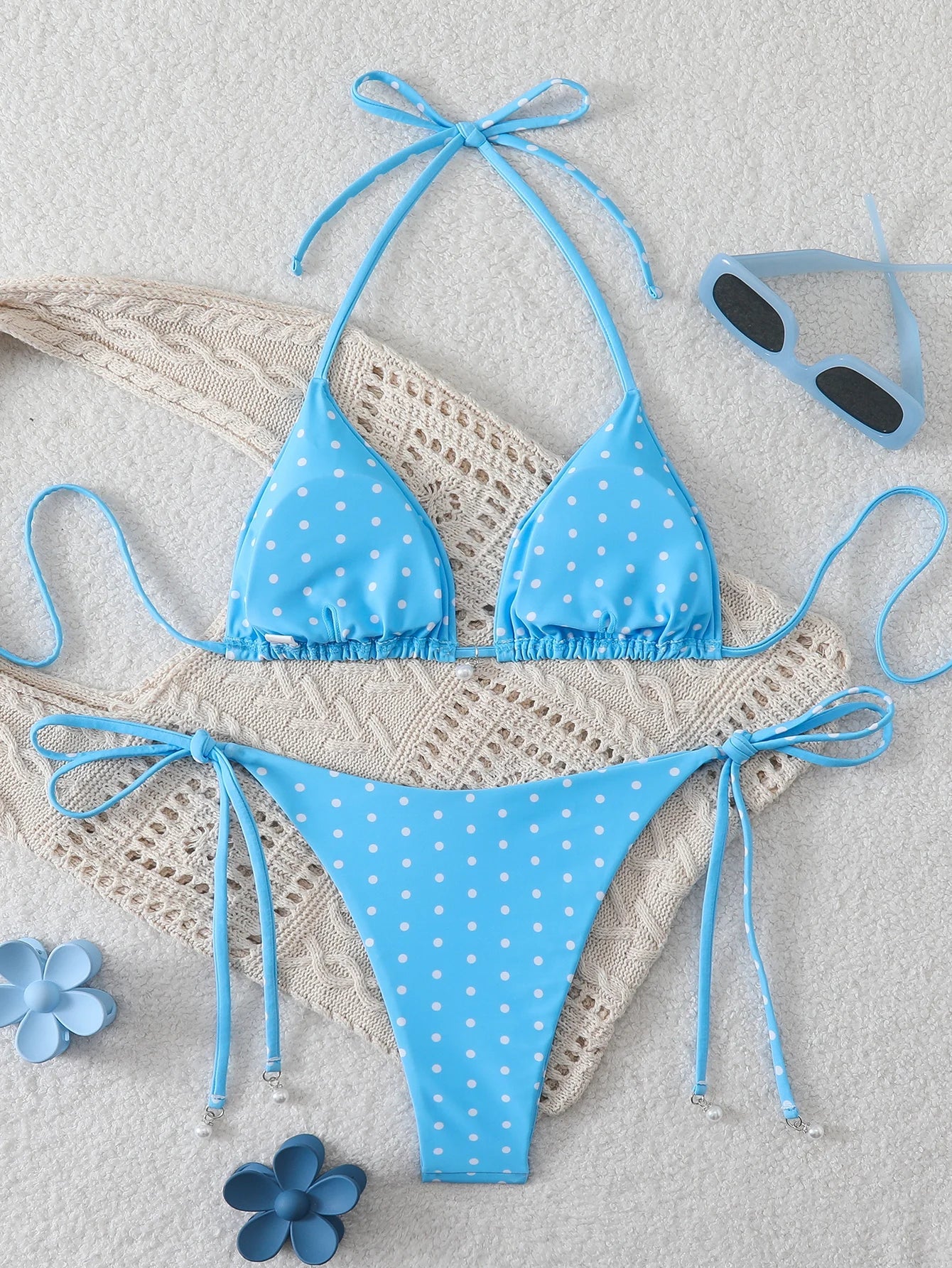 Triangle Halter Thong Bikinis 2026 Women Sexy Swimsuit Dot String Swimwear Female Bathers Bathing Swimming Swim Suit Beachwear
