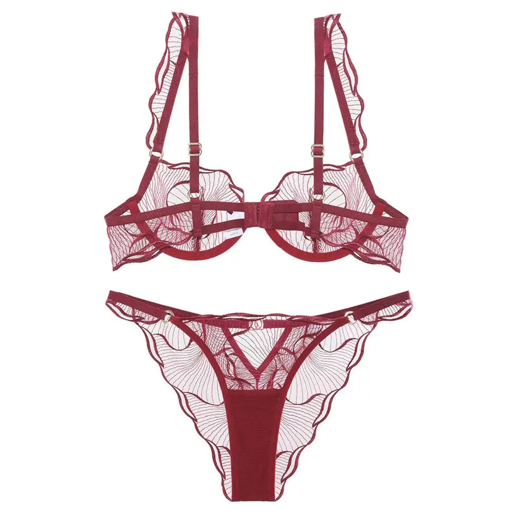 Summer French Minimizer Bra Beachwear Large Bust Pure Embroidery Lace Ultra Thin Plate Size Light Support Wirefree AU MOYISU