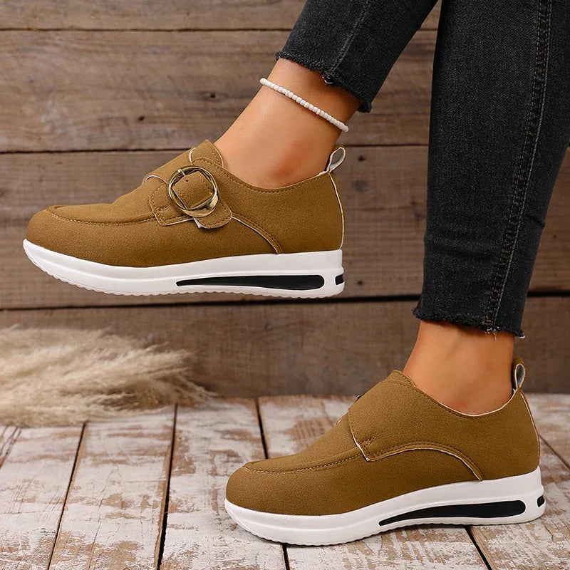 2025 Faux Suede Platform Loafers Women Lightweight Slip On Thick Sole Sneakers Woman Plus Size 43 Comfort Non Slip Casual Shoes