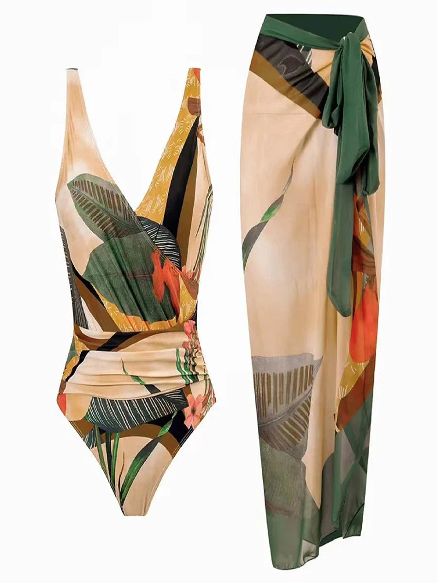 2026 Print Swimsuit One Piece & Swim Dress Sexy Swimwear Women Bathing Suit Padded Beachwear Swimming Summer