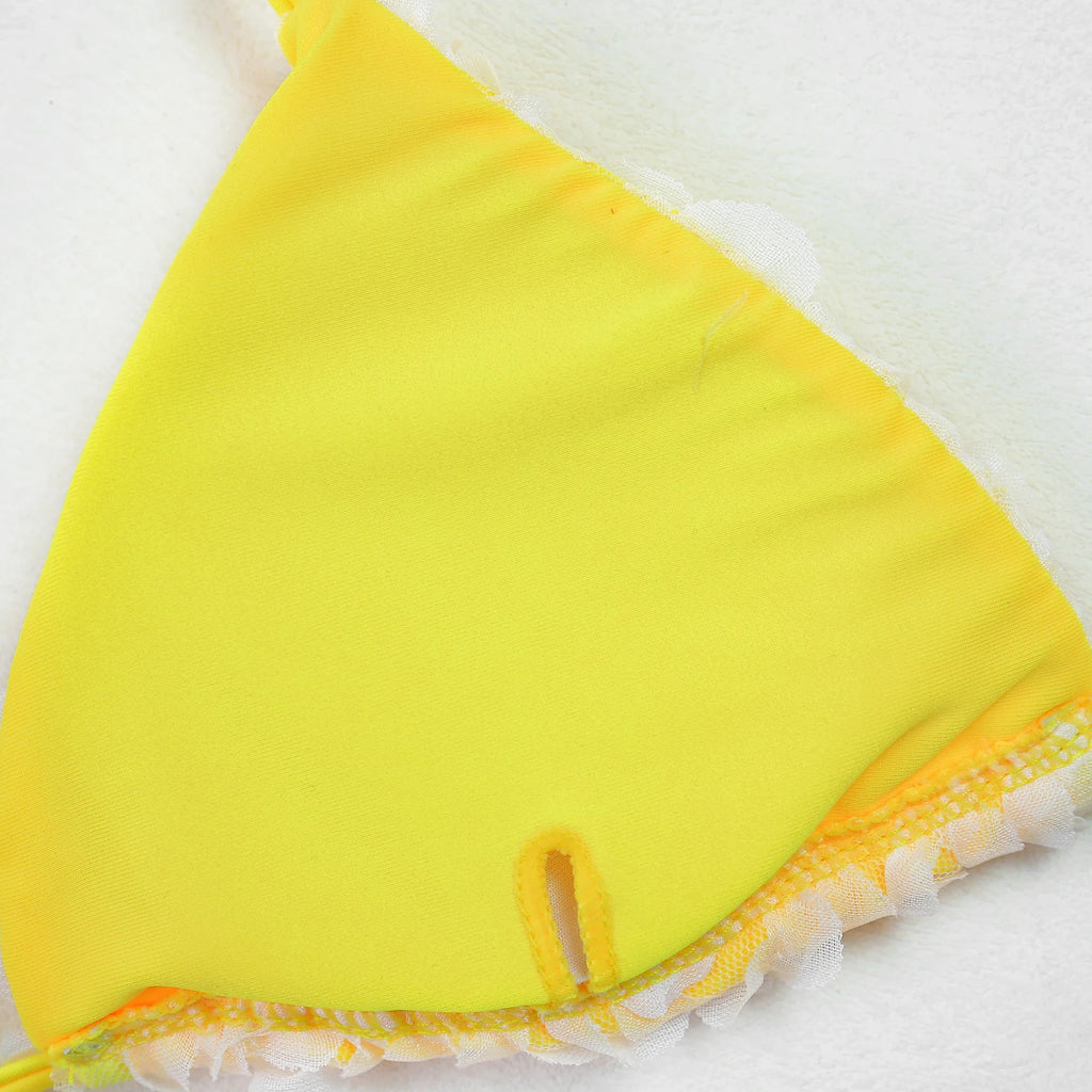 2025 New Sexy Micro Low Waist Bikini Sets Solid Swimwear Women Swimsuit Strappy Brazilian Floral Beachwear Bathing Suit biquini