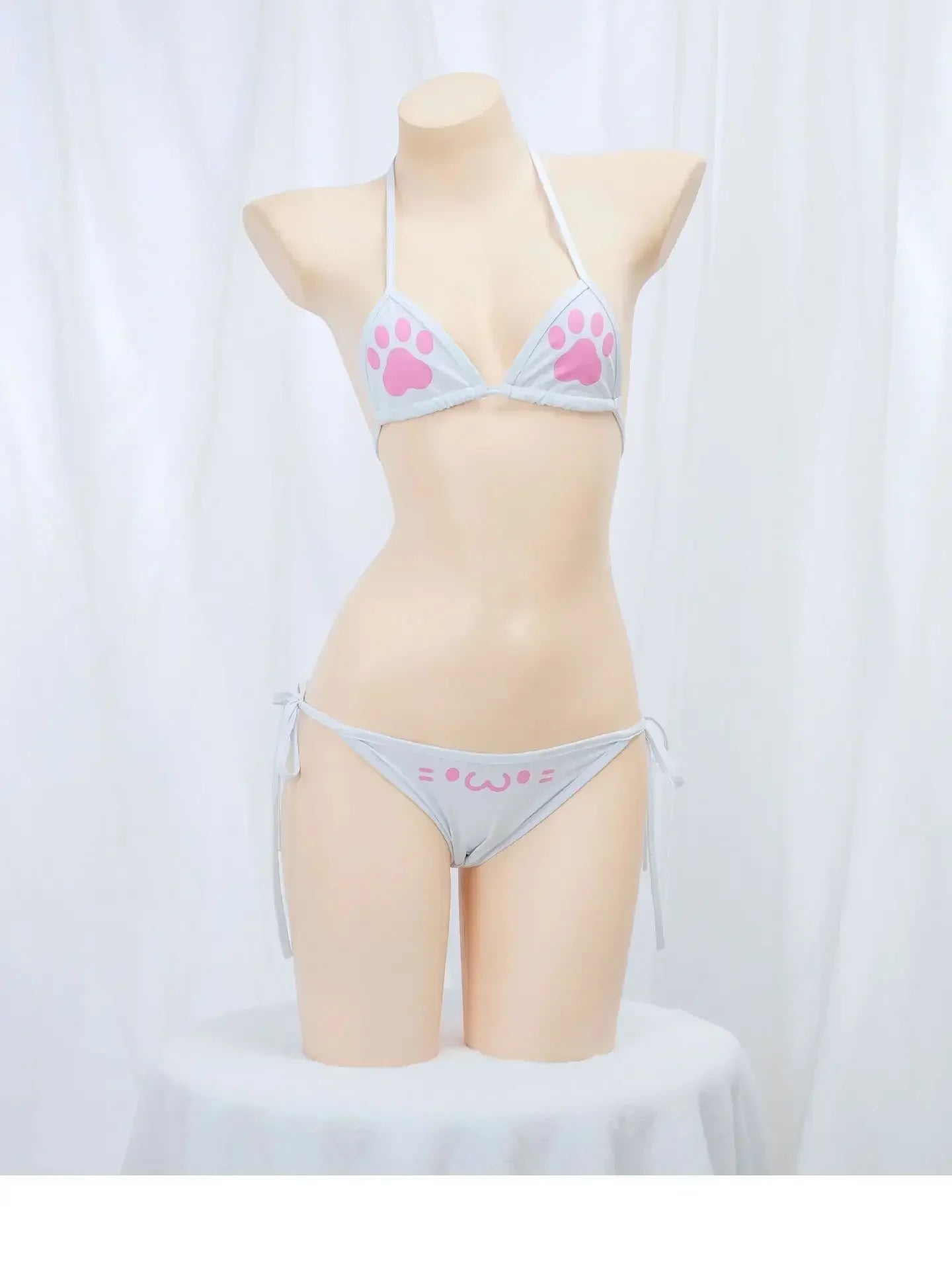Japanese Kawaii Cat Paw Micro Bikini Set for Girl Women Bathing Suit Bandage Backless Mini Swimsuit Underwear Lingerie