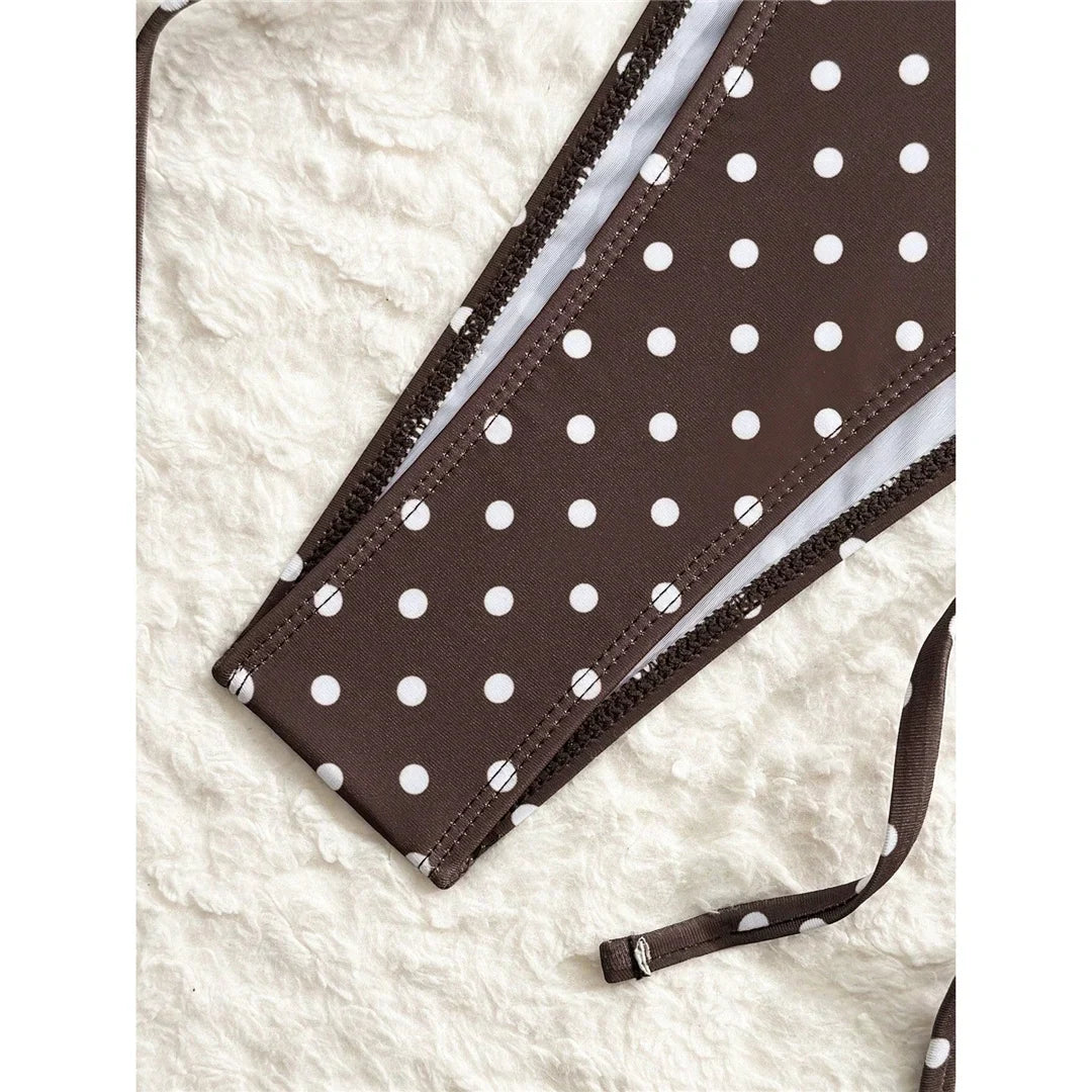 S - XL With Shorts Polka Dot Halter Bikini Female Swimsuit Women Swimwear Three-pieces Bikini Set Bather Bathing Suit Swim V8292