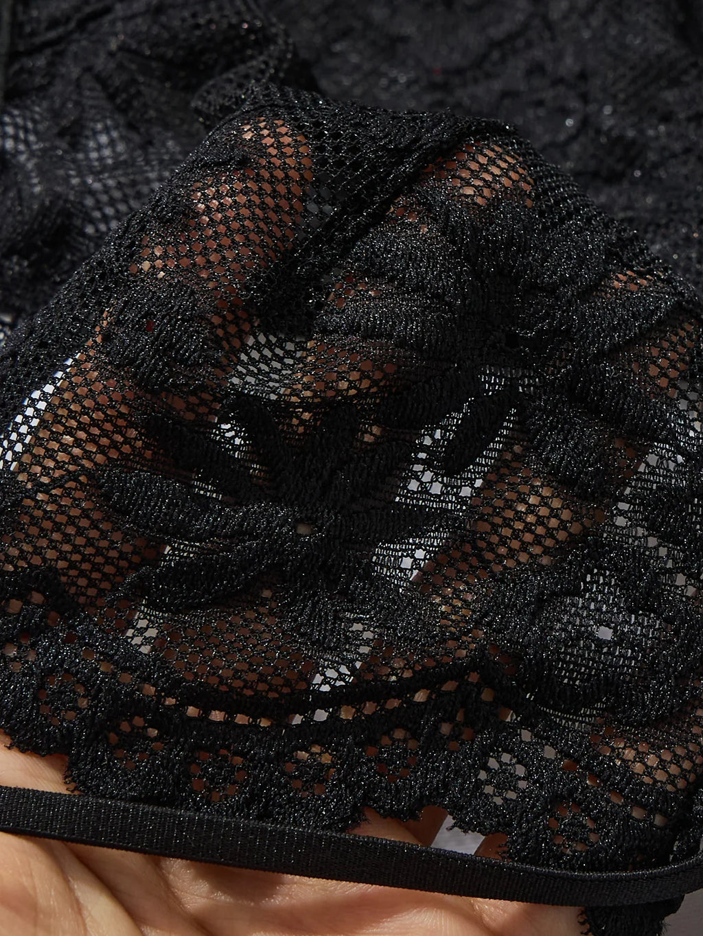Black Daisy Floral Lace Sheer Mesh Babydoll Lingerie Set Slip Nightdress With Matching Thong Women Sexy Sleepwear ZA825096