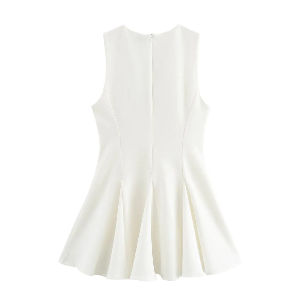 Foridol Bowknot Pleated Short Dress for Women O Neck Sleeveless Tank Mini Party Dresses Summer Spring 2025 New in Casual Vestido