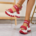 New Summer Sports Women Sandals Woman Thick Bottom Wedge Platform Shoes for Women 2026 High Heels Fashion Comfortable Red Pink