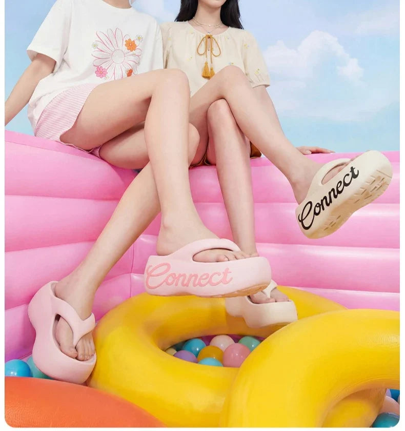 Women Summer Platform Flip Flops Thick Sole Soft EVA Home Beach Slippers For Female Leisure Beach Slides Girls High Heel Sandals