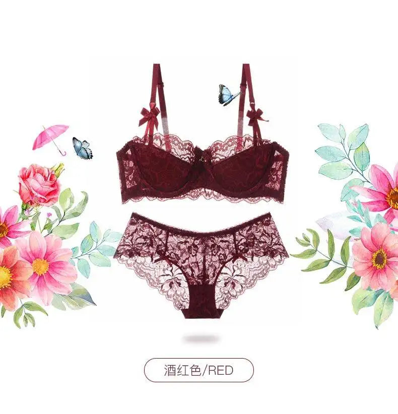 Aesthetic French Lace Minimizer Bra - Thin Strap Bralette Reduces Full Bust, Elegant Lift & Seamless Design MOYISU Sexy Panty BB