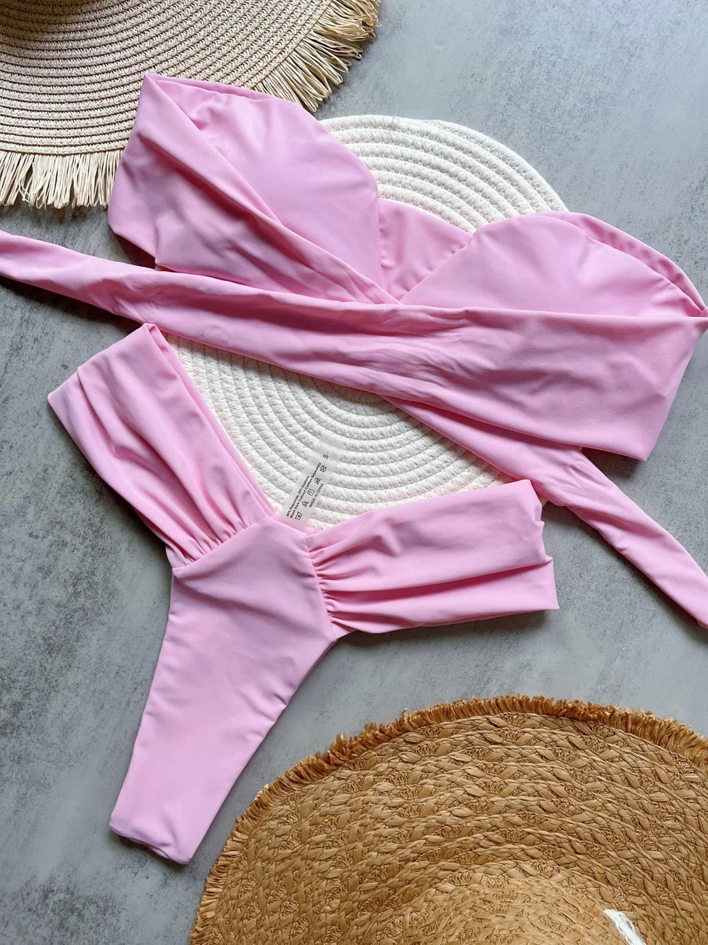Sexy Bandeau High Cut Bikini Women Swimwear Female Swimsuit Two-pieces Bikini set Pleated Padded Bather Bathing Suit Swim