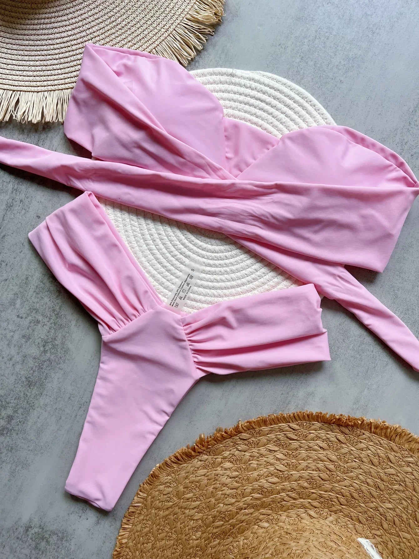 Sexy Bandeau High Cut Bikini Women Swimwear Female Swimsuit Two-pieces Bikini set Pleated Padded Bather Bathing Suit Swim