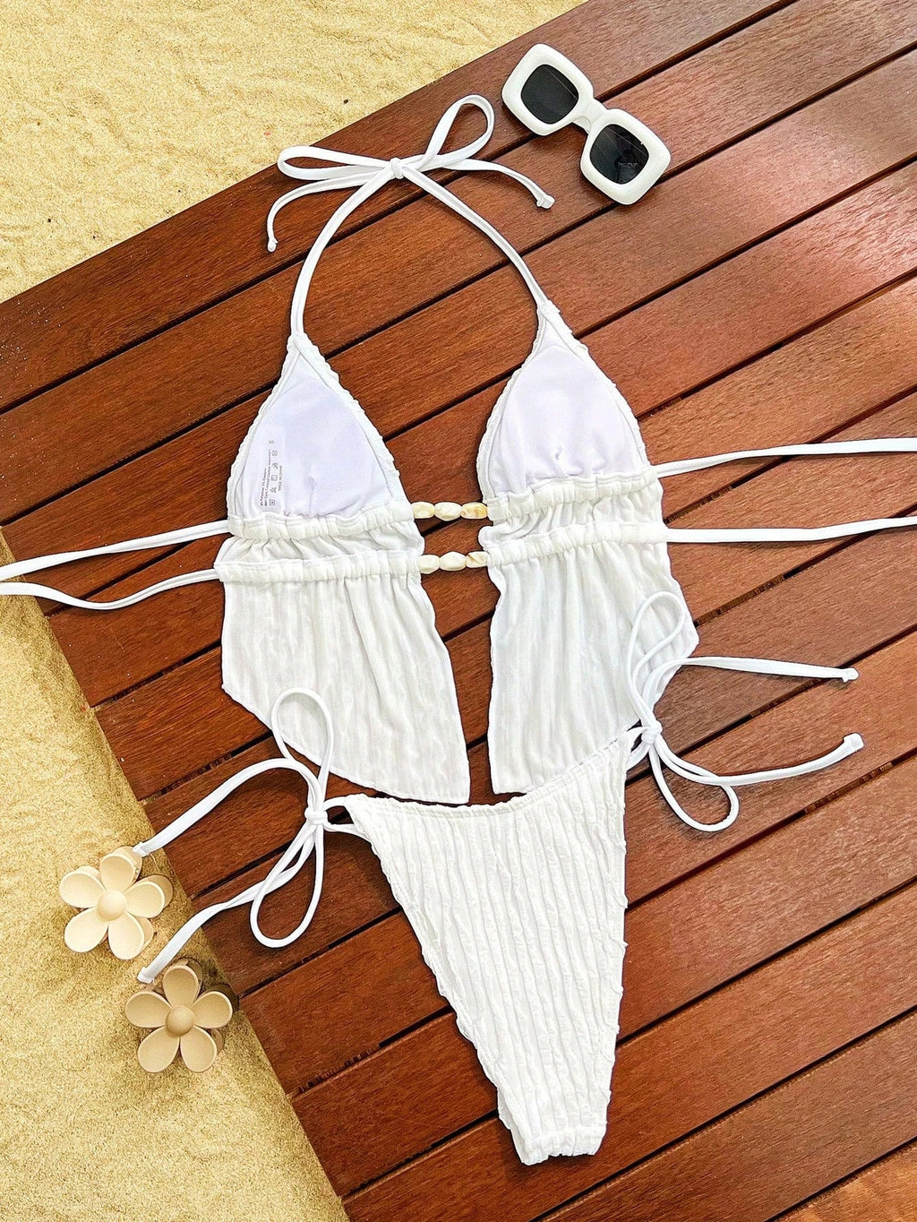 2026 Halter Padded Two Pieces Swimwear Female Solid String Stone Swimsuit Women Bathers Bathing Swimming Swim Suit Beachwear