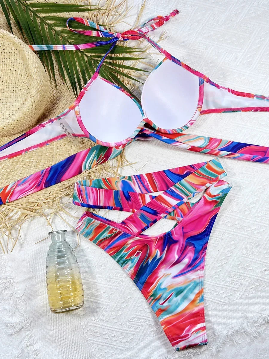 Sexy Underwired Bra Cup Female Swimsuit High Waist Bikini Women Swimwear Two-pieces Bikini set Push Up Bathing Suit Swim Lady