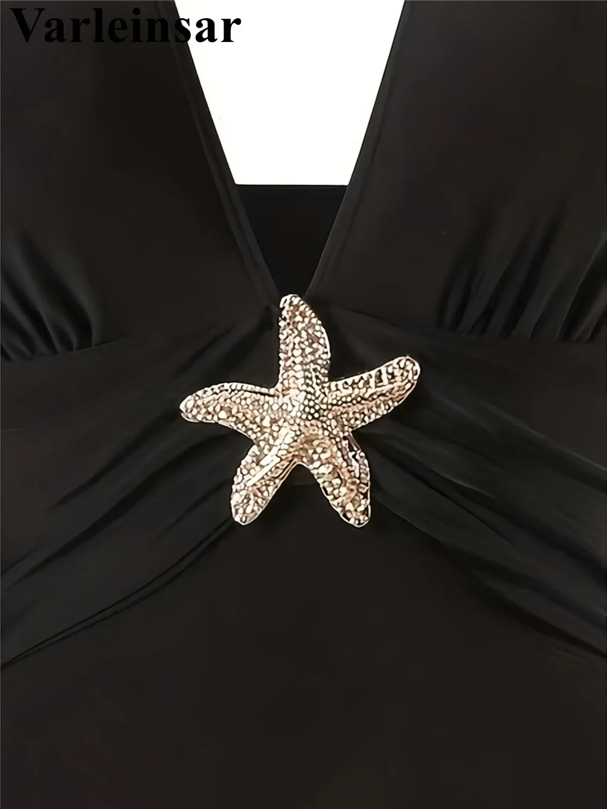 S - XL New With Skirt Deep V Neck Halter One Piece Swimsuit Women Swimwear Female Starfish Padded Bather Bathing Suit Swim V7977