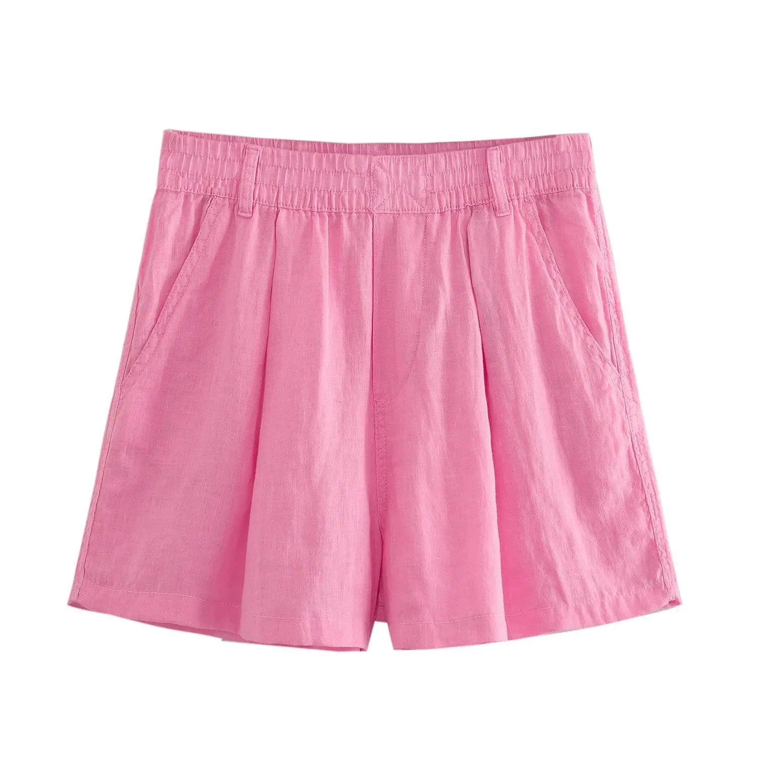Foridol Casual 2 Pcs Shorts Women Set Linen Cotton Pink Oversize Buttons Shirt+shorts Outfits Summer Autumn White Fashion Set