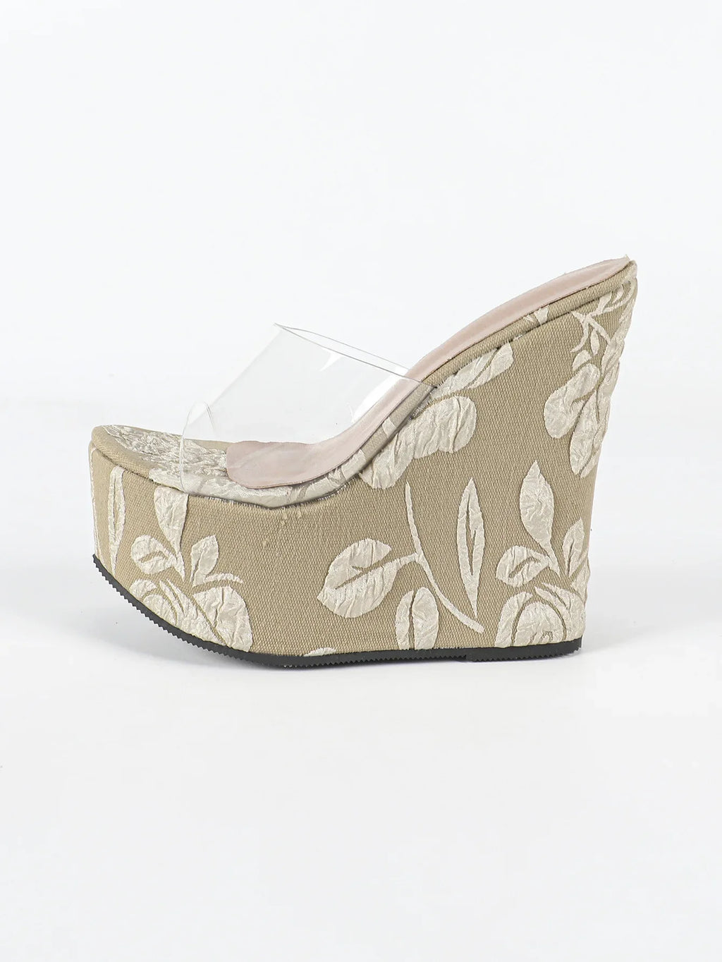 NASBAVIPVC Transparent Slippers Women Peep Toe 15CM Wedges High Heels Platform Sandals Summer Fashion Open Toe Party Dress Shoes