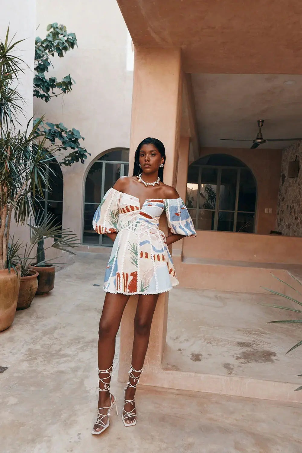 Women Vintage Print Patchwork Mini Dress Summer Sexy Fashion Elegant Short Sleeve Bodycon Off Shoulder Backless Party Dresses