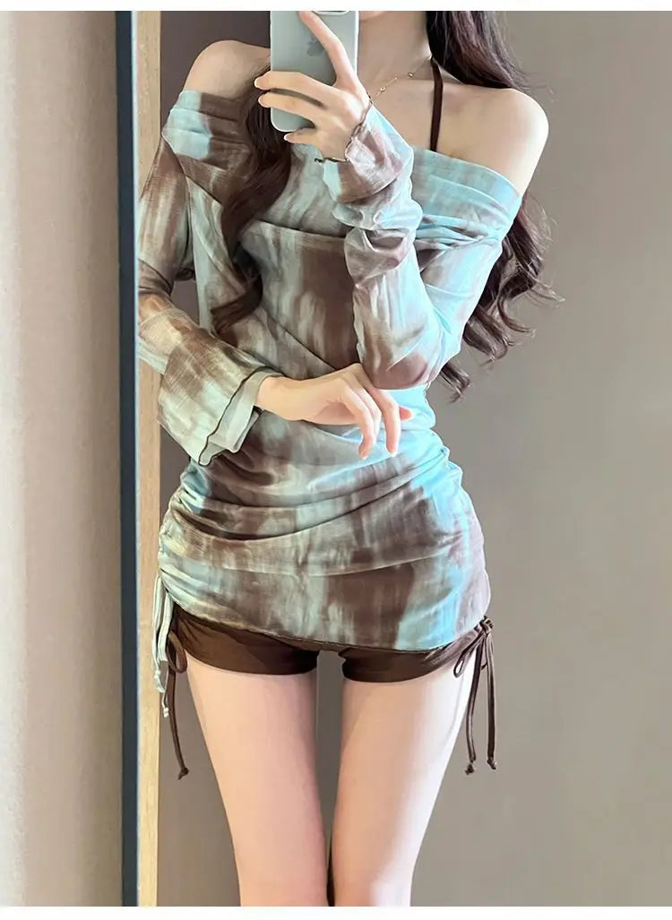 Swimsuit Women's Split Bikini Three Piece Set Sexy Gathering, Covering The Belly Show Off Weight, Soaking in Hot Spring Vacation