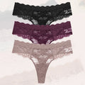 3Pcs Lace Sexy Thongs Women Low-Rise Briefs Sexy Soft Ladies Underwear Trendy Floral Underpants Female Flowery Panty Lingerie