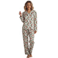 Christmas Pajamas Sets for Women Print Button Up Long Sleeve Lapel V Neck Tops and Pants Lounge Wear Satin 2 Pieces Suits