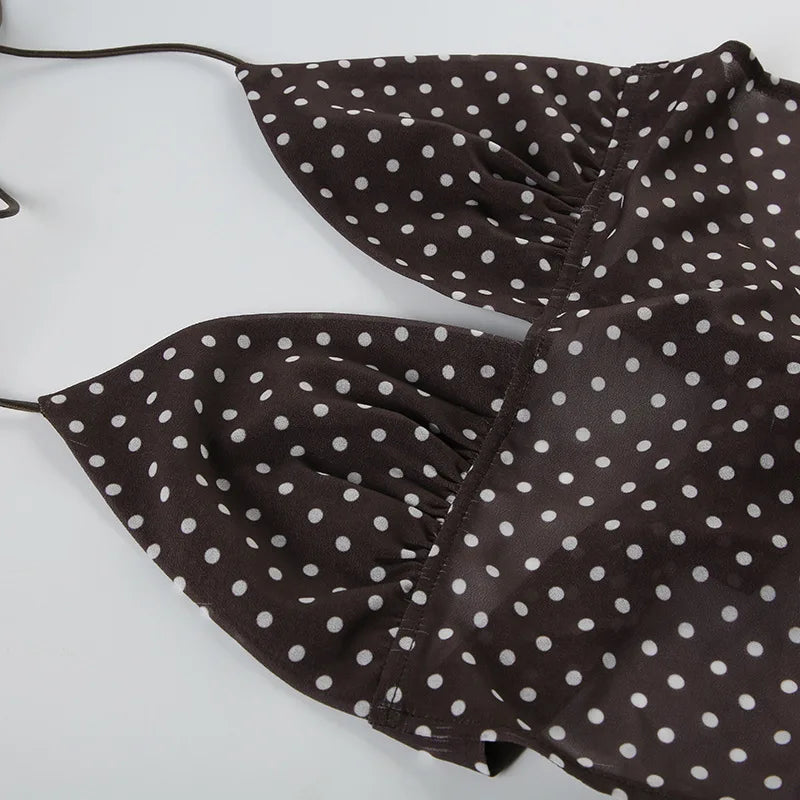 Y2k Style Polka Dot Tank Top Women Sexy Deep V neck Backless Women's Tanks Fashion Night club Outfit Lady 2026 Summer Dress up