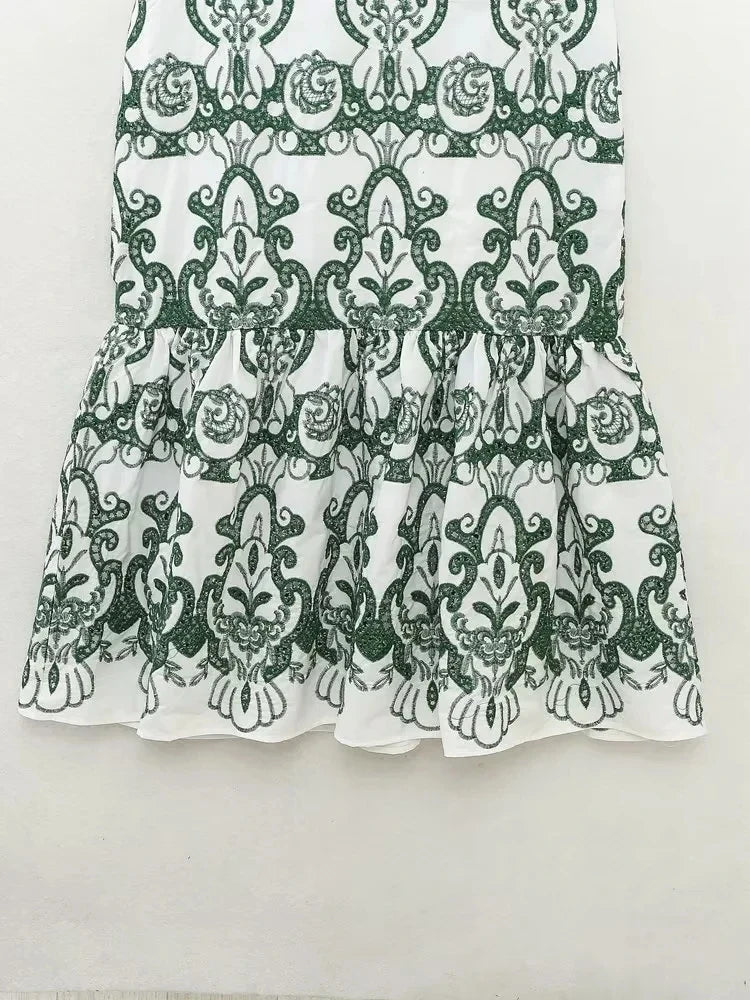 Vintage Flower Embroidery Summer Maxi Dress Women Bakless Tie Up Ruffles Long Beach Vestidos Sexy Tank Party Dresses Sundress