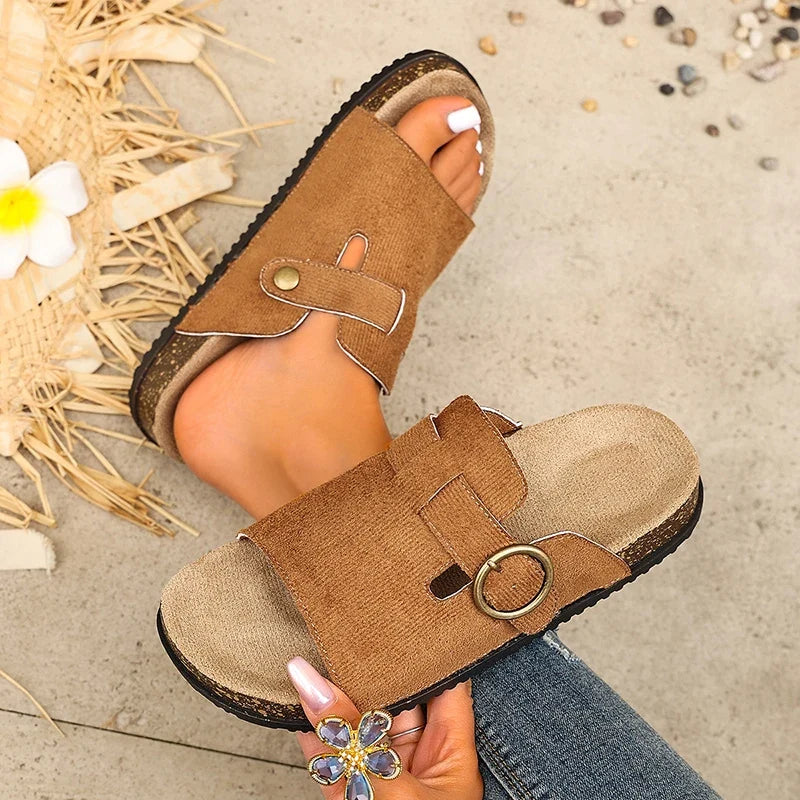 Fashion Buckle Summer Birken Slippers Women 2026 Plus Size 43 Platform Sandals Woman Clogs Thick Sole Beach Sandals Female