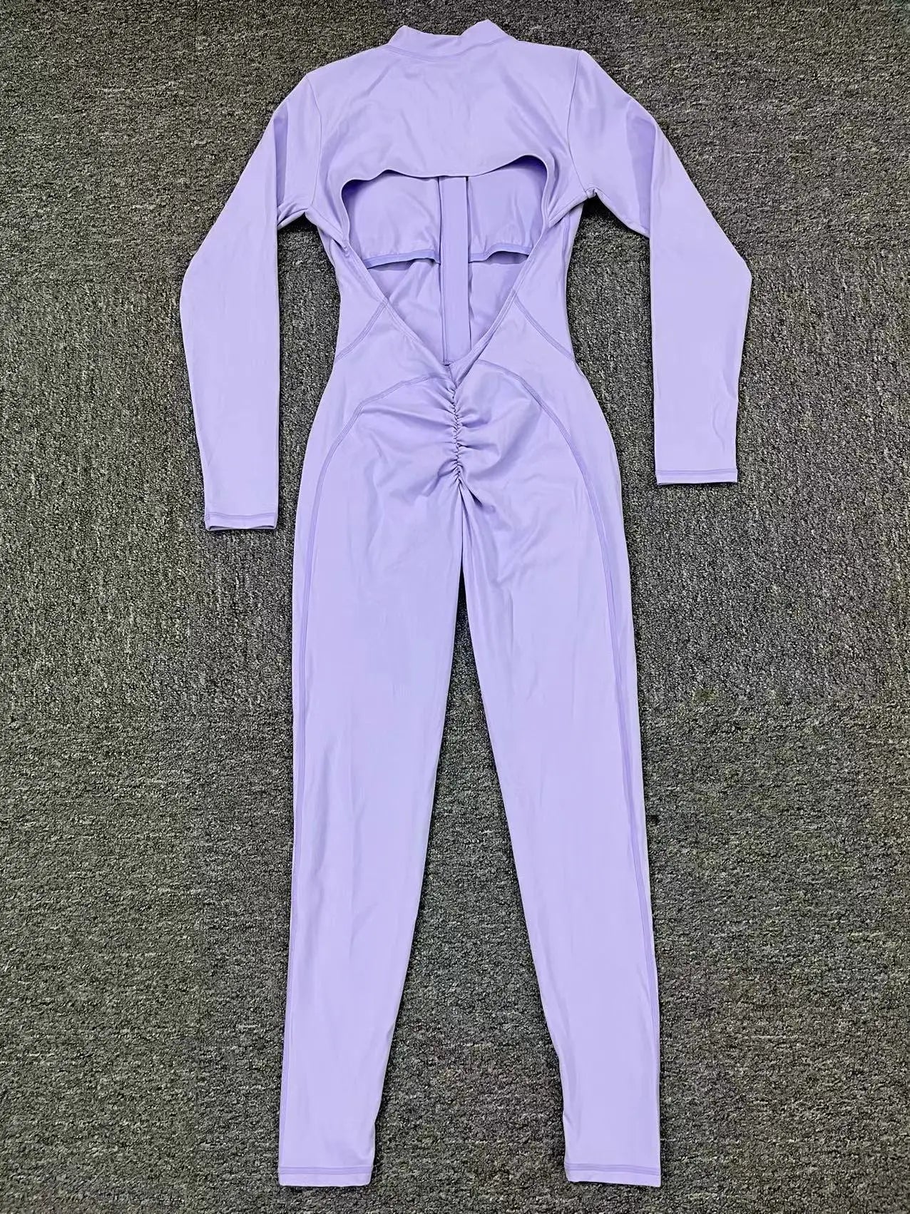 Hearuisavy Summer V Back Sports Jumpsuit Yoga Clothes Rompers Women Long Sleeveles Workout Bodysuits Backless One-piece Suit