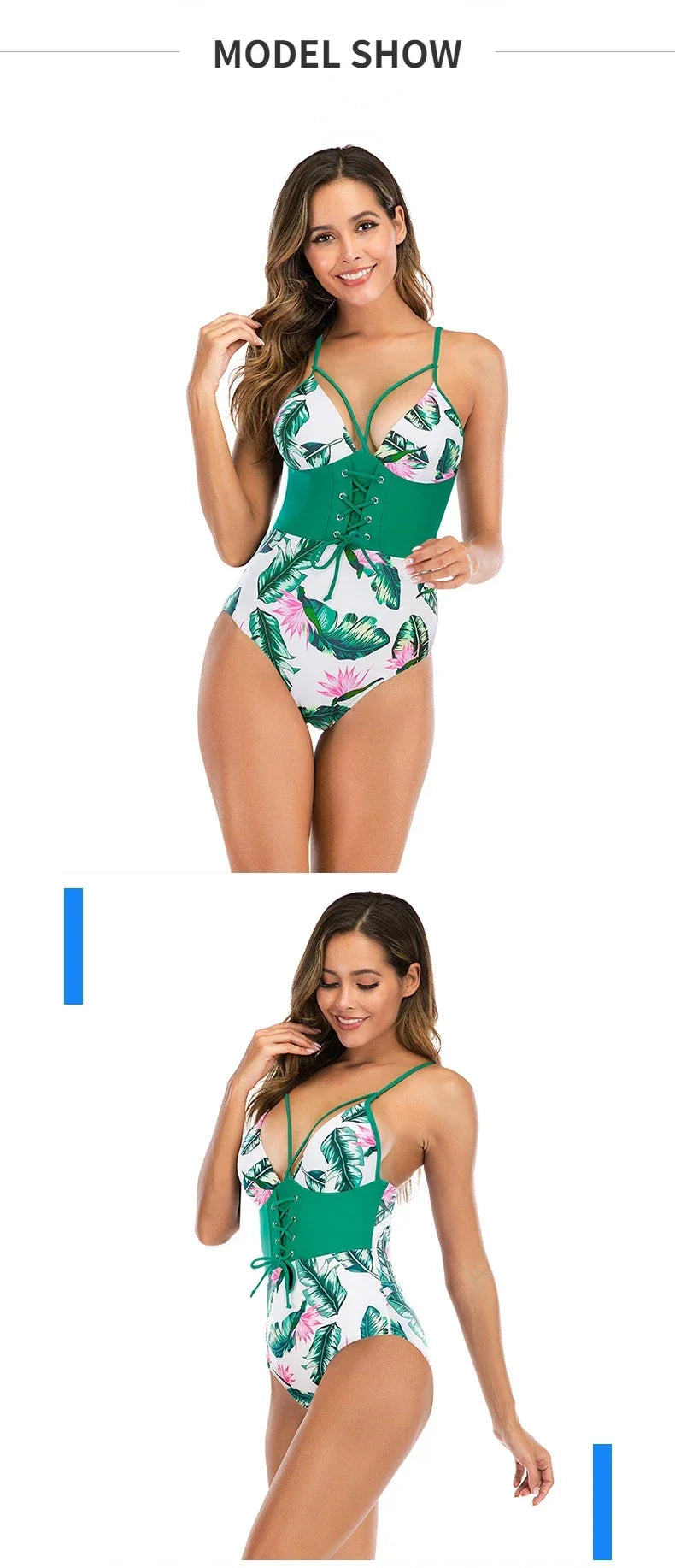 Sexy One Piece Swimsuit Swimwear Women Leaf Print Patchwork Hollow Cross Straps Backless Beachwear Bathing Suit Banadores Mujer