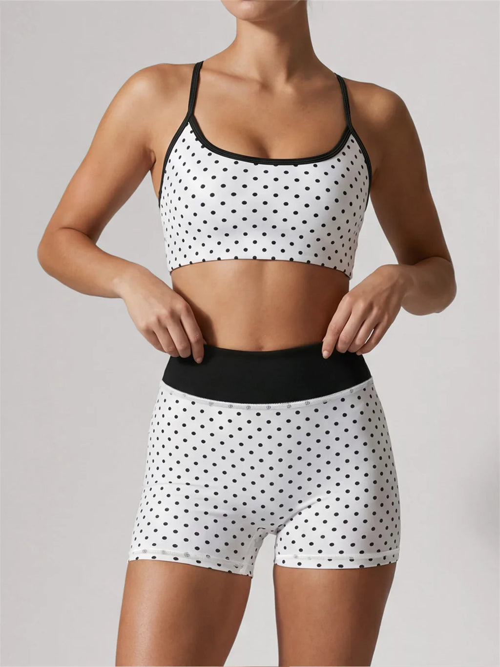 Summer Pink Wave Point Yoga Sets for Women Slim Sports Tank Top Gym Outfits Outerwear High Waist Shorts Training Fitness Suits