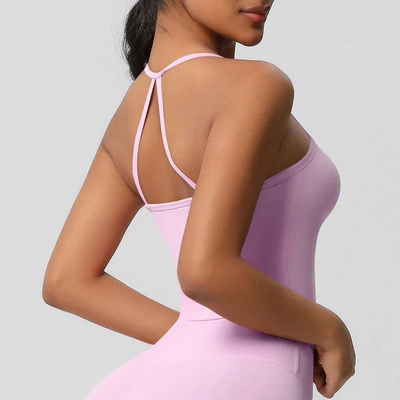 Women's Slim Fit Yoga Fitness Vest Skin Friendly Nude Sports Bra Pilates Top Beautiful Back Design Suspension Yoga Sports Bra
